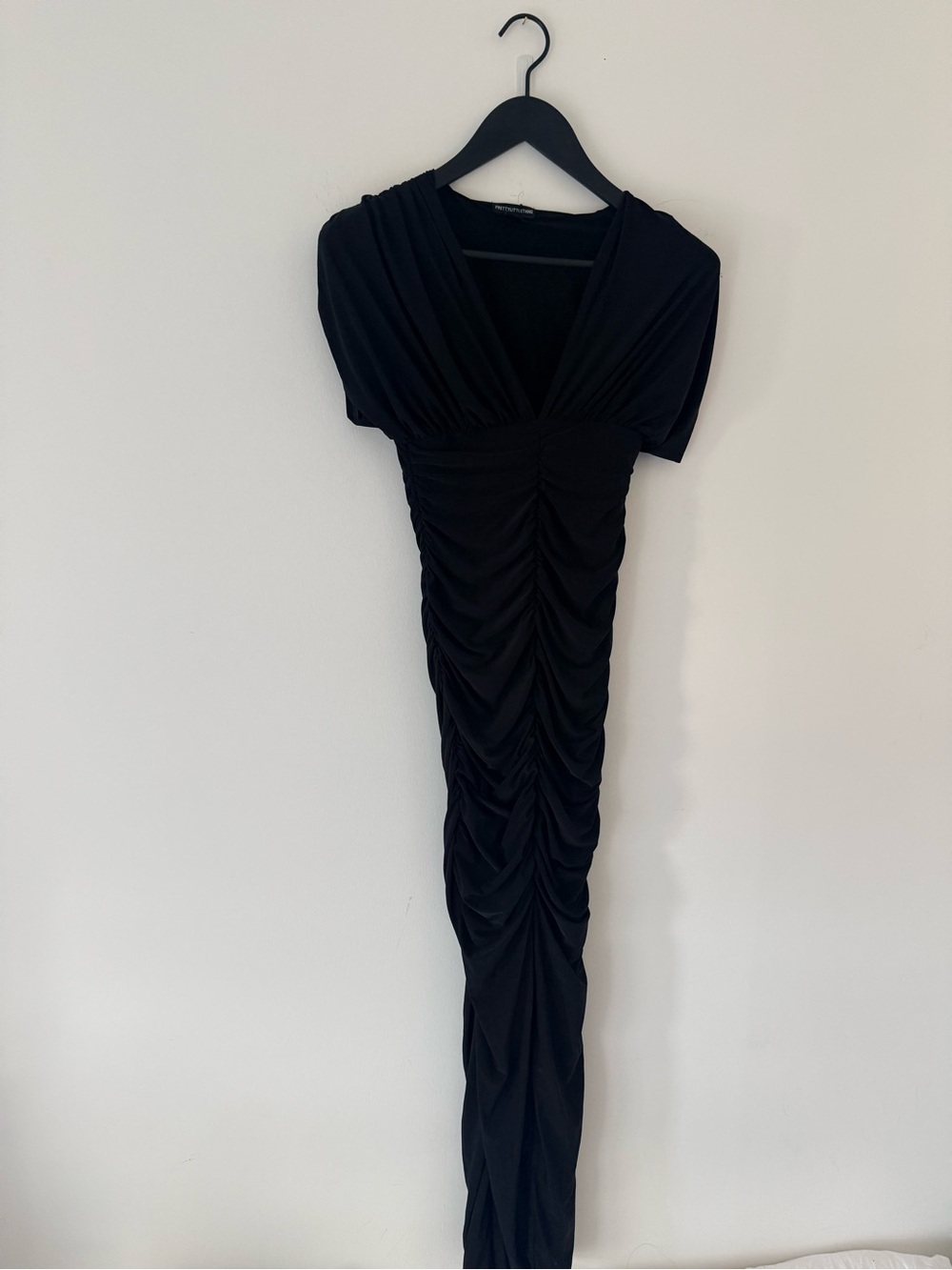 PrettyLittleThing Black Ruched Maxi Dress